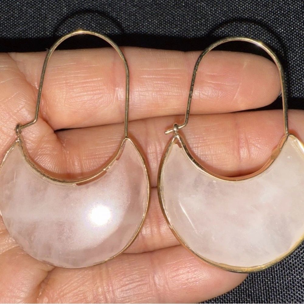 Elegant Gold and Pink Crescent Earrings